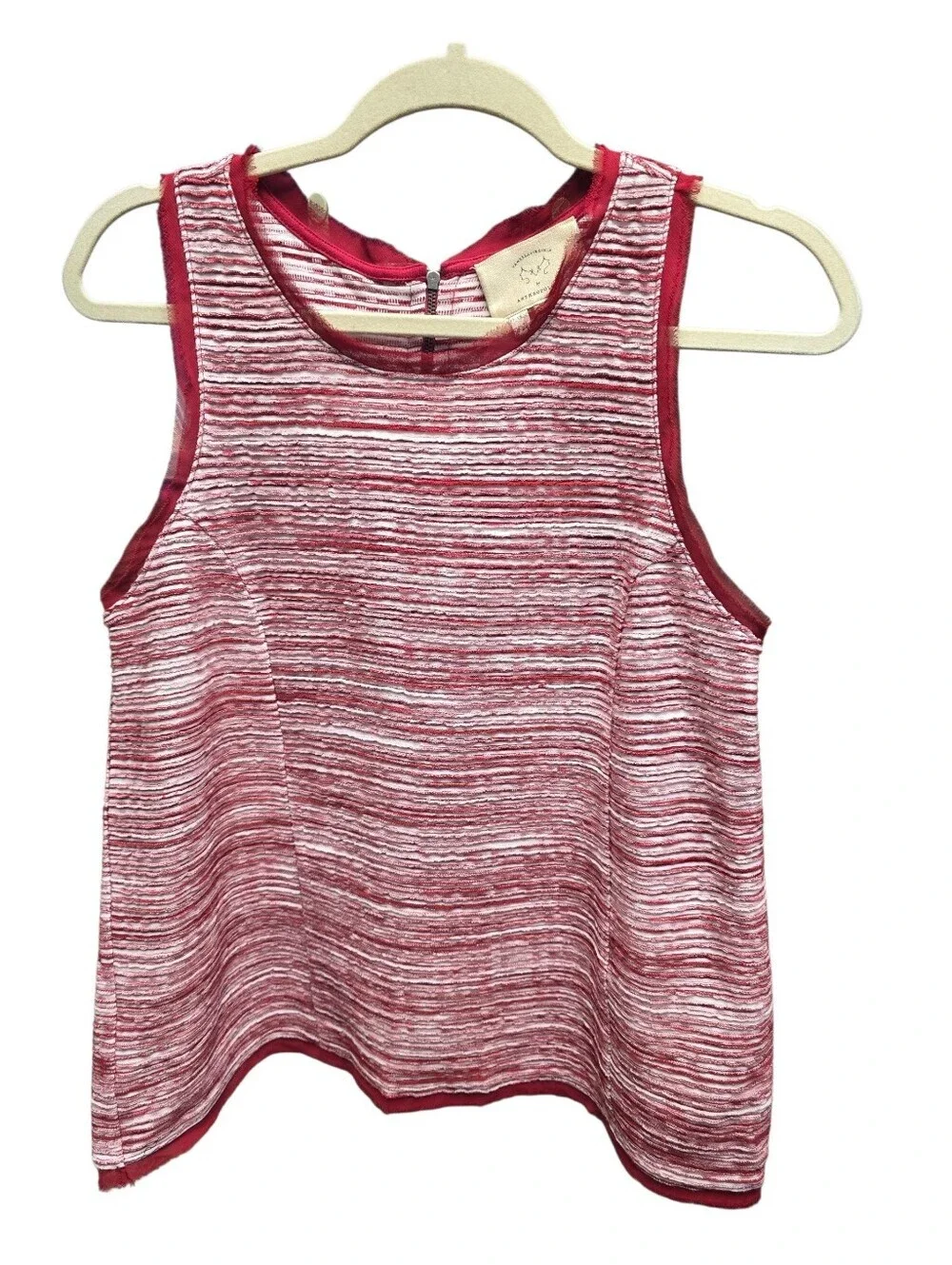 Anthropologie Vanessa Virginia Indira Tank Top Textured Red Stripe Sz.M